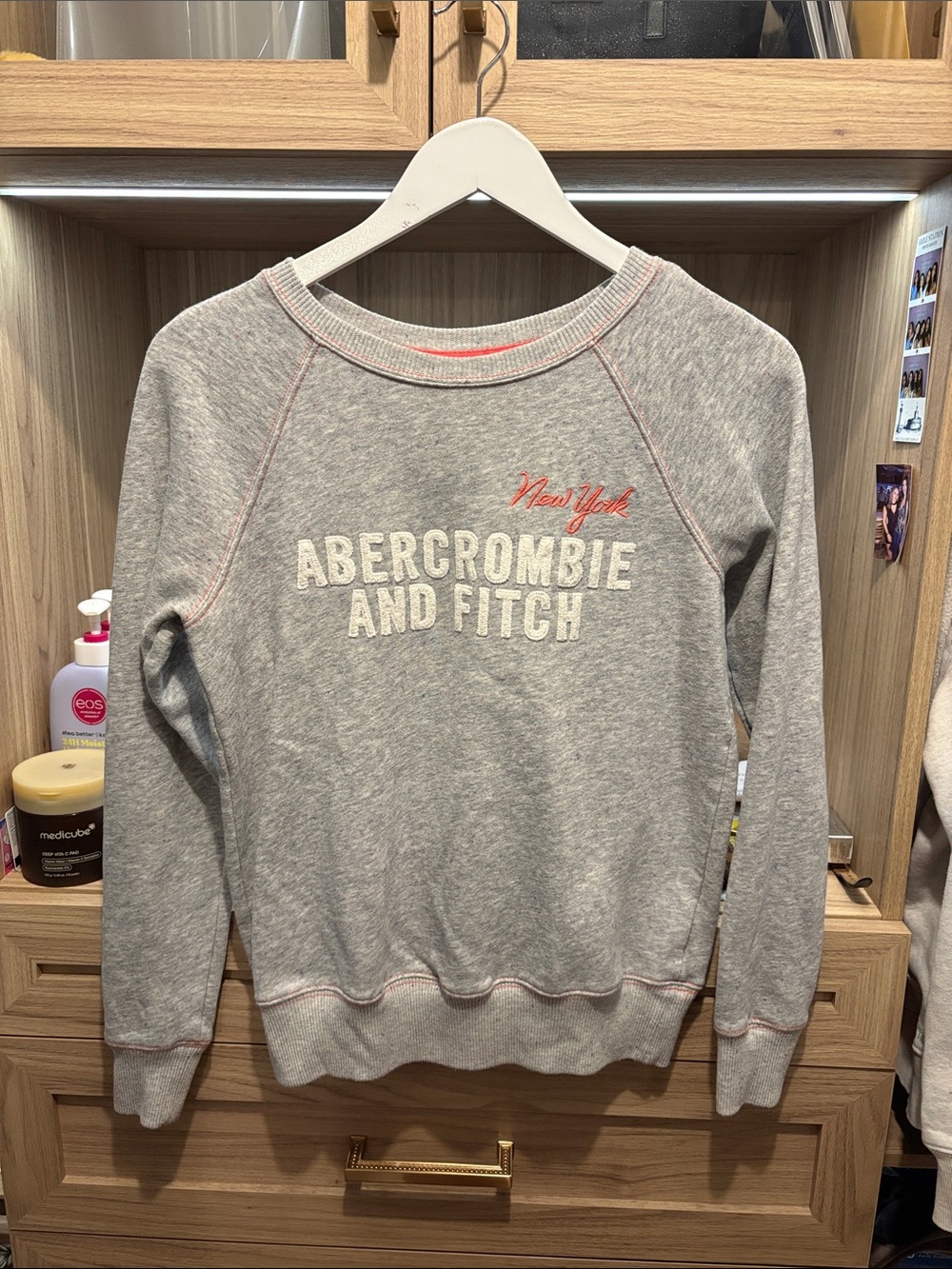 Abercrombie & Fitch Gray Crewneck with Pink Script
